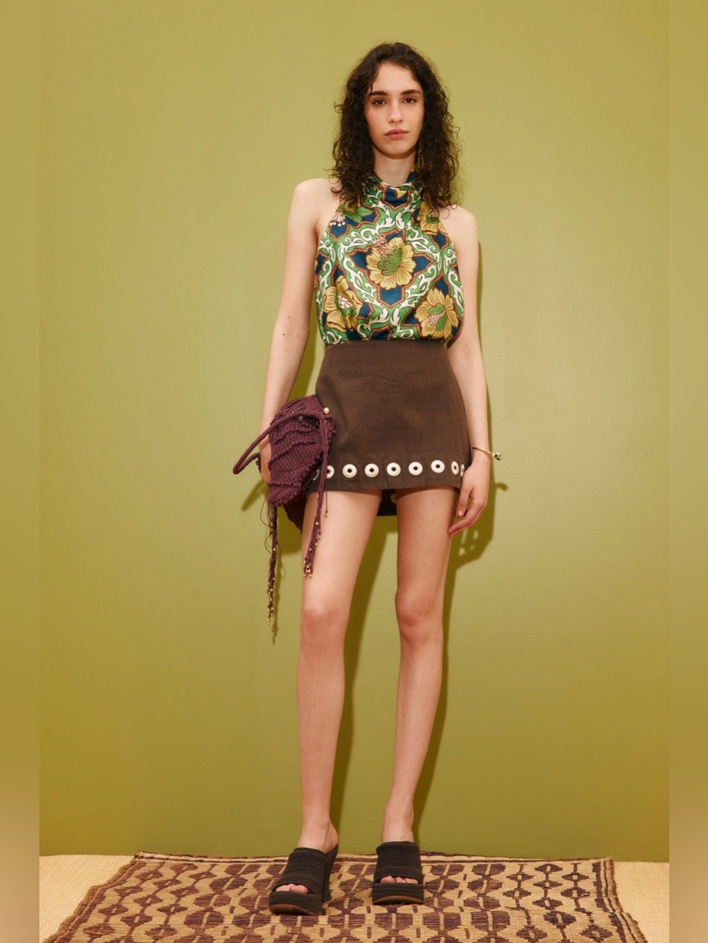 Alemais Tobe Denim Skirt in Chocolate NWT